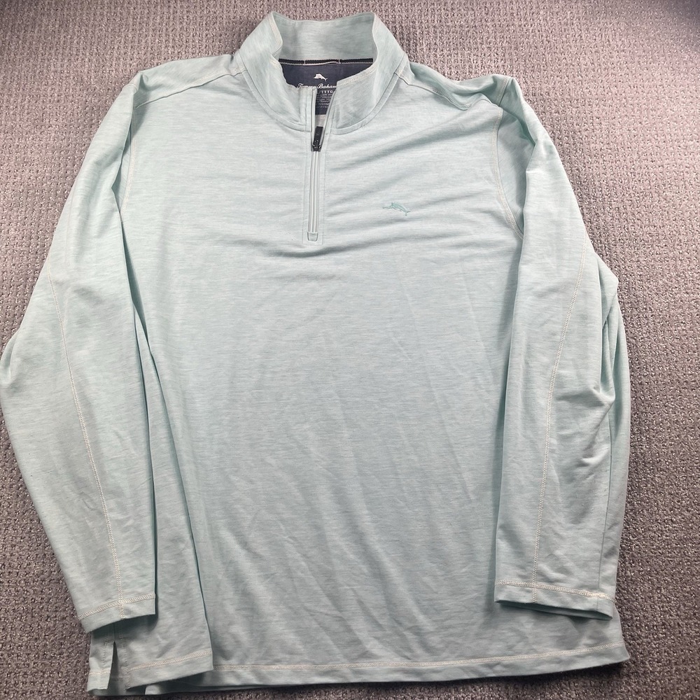 TOMMY BAHAMA Tropical Coasta Vera 1/4 Zip Long Sleeve Pullover Shirt 3XL Blue‎